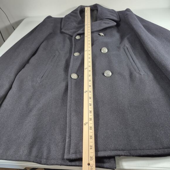 Viking Military Black Wool Double Breasted Enlisted Men's Vintage 1968 Overcoat - Picture 3 of 6